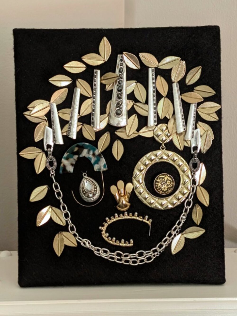 POLLY - Resting Gem Faces Handmade Upcycled Jewellery Portrait Art - Piece 9